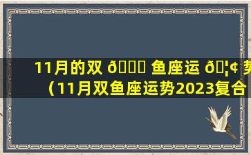 11月的双 🕊 鱼座运 🦢 势（11月双鱼座运势2023复合）